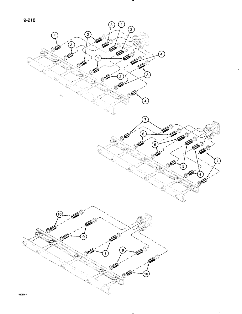 Схема запчастей Case IH 8500 - (9-218) - AIR SYSTEM HOSES, 2 INCH ID, FAN MANIFOLD TO VENTURIS, 45 FOOT WIDE DRILL (09) - CHASSIS/ATTACHMENTS