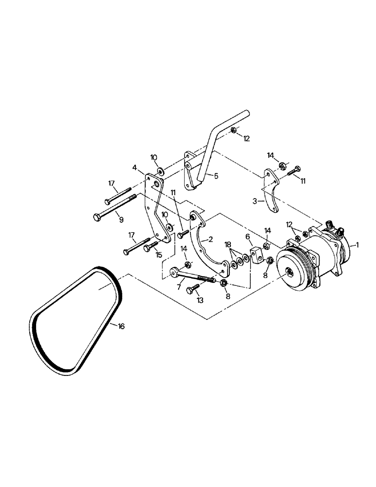 Схема запчастей Case IH KR-1280 - (03-13) - A/C COMPRESSOR AND MOUNTING, CUMMINS L10 ENGINE (03) - Climate Control