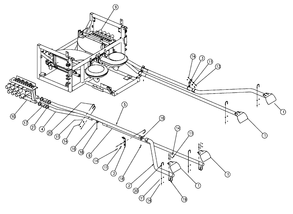 Схема запчастей Case IH FLX810 - (04-002) - TUBES GROUP, MID, 3.0”, 60’ Boom Group