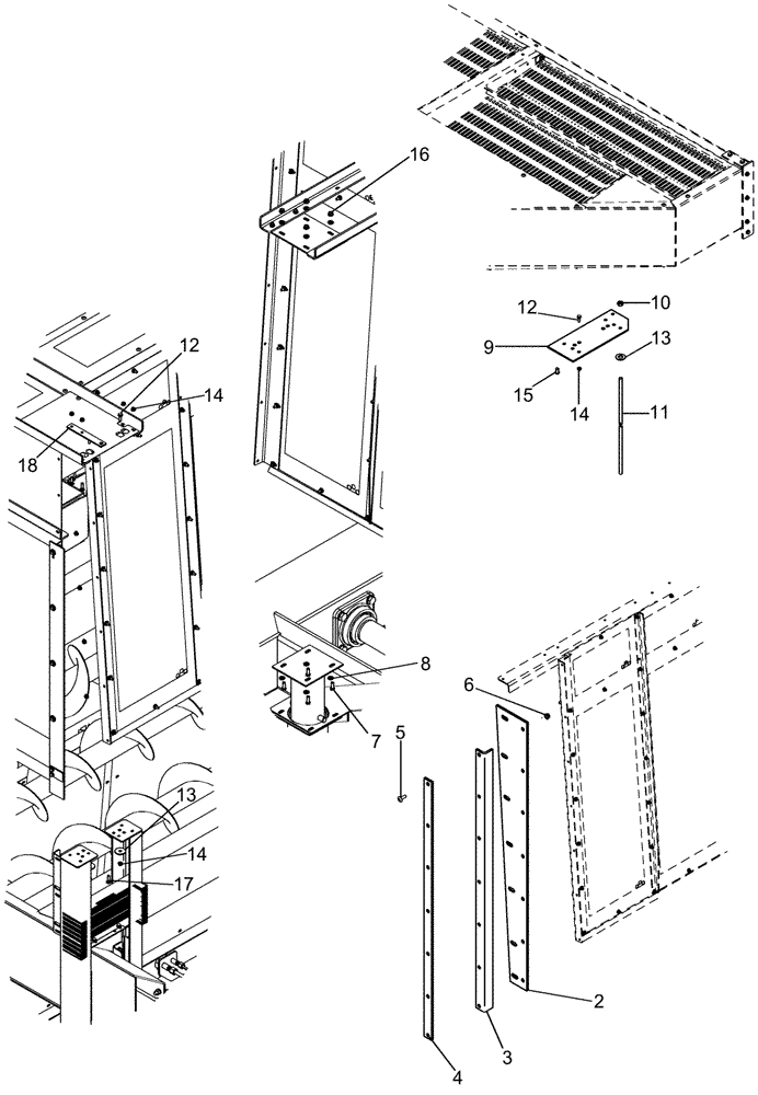 Схема запчастей Case IH 635 - (80.200.21) - MODULE, LID SUPPORT (80) - CROP STORAGE/UNLOADING