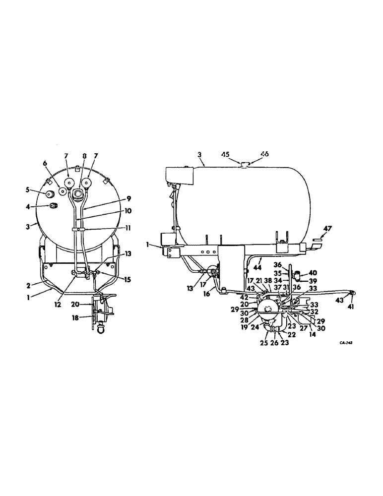 Схема запчастей Case IH 706 - (E-13) - FUEL SYSTEM, FUEL TANK, SUPPORTS AND PIPING, LP GAS ENGINE TRACTORS (02) - FUEL SYSTEM