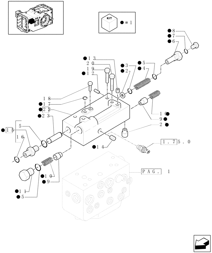 Схема запчастей Case IH MAXXUM 140 - (1.80.7/02[02]) - PTO CLUTCH LESS CREEPER (24X24 / 16X16) (2WD) - CONTROL VALVE AND RELEVANT PARTS - C5806 (VAR.330405-334405-335405-336405) (07) - HYDRAULIC SYSTEM