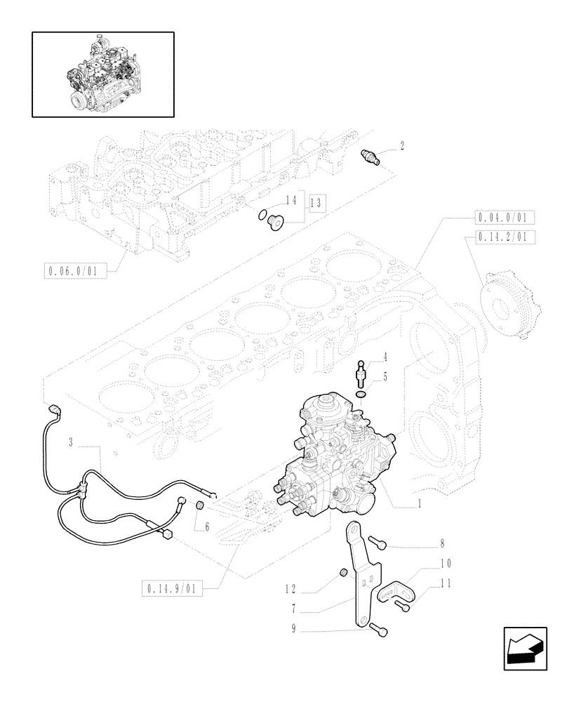 Схема запчастей Case IH MXU115 - (0.14.0/01[01]) - INJECTION PUMP (01) - ENGINE