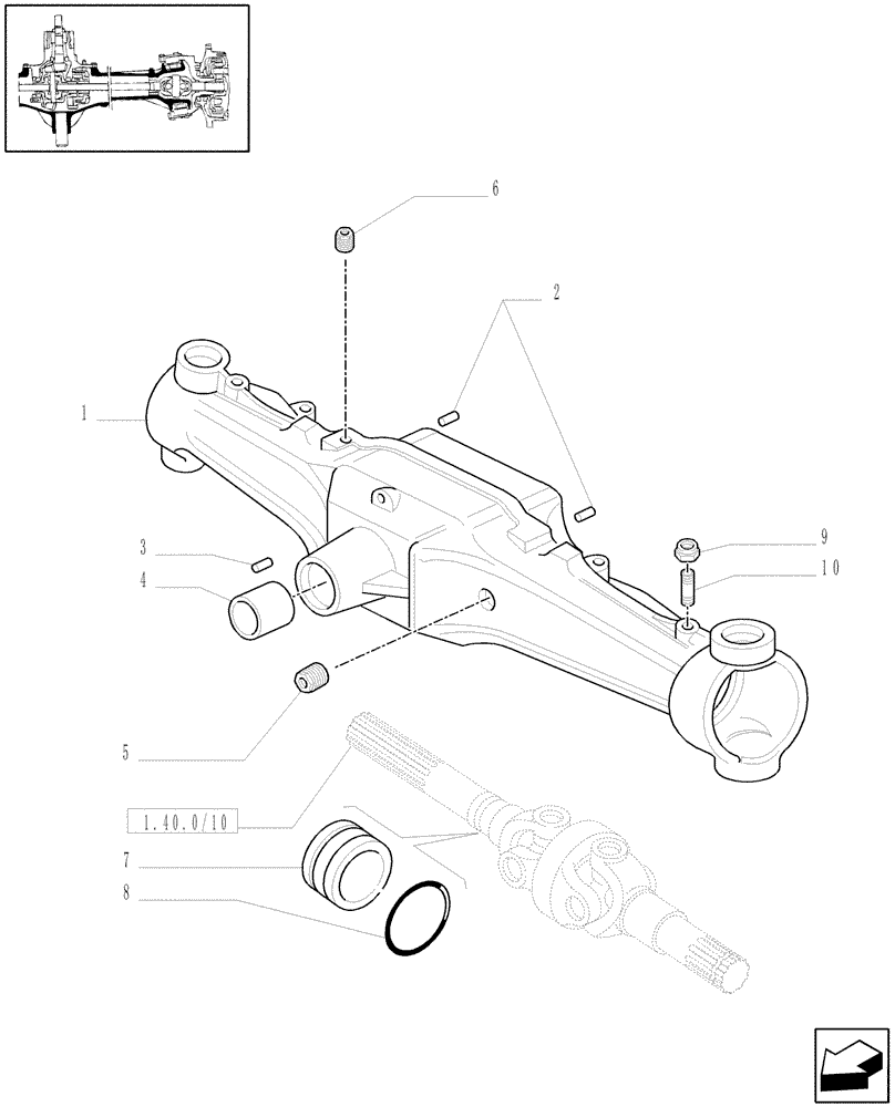 Схема запчастей Case IH MXU125 - (1.40.0/01[02]) - 4WD FRONT AXLE - BOX (04) - FRONT AXLE & STEERING