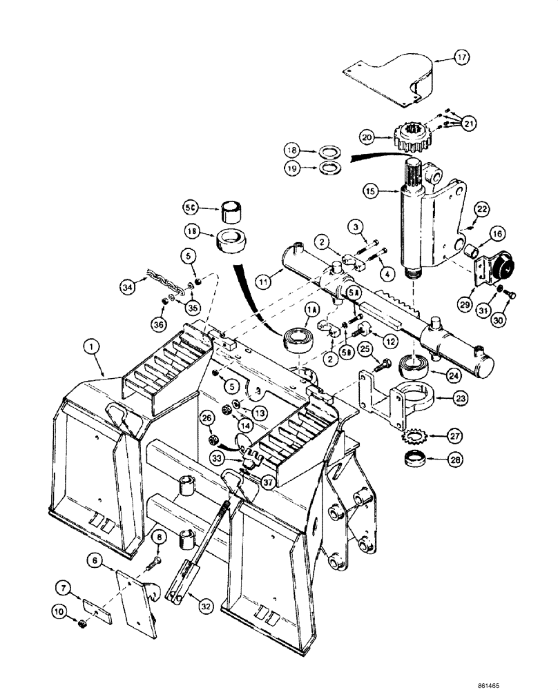 Схема запчастей Case IH 1845C - (09-68) - BACKHOE FRAME - SWING TOWER, D100XR (NORTH AMERICA), WITH CESSNA VALVE (09) - CHASSIS/ATTACHMENTS