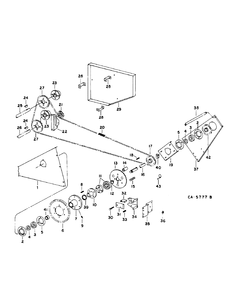 Схема запчастей Case IH 1460 - (17-133) - TAILINGS ELEVATOR DRIVE AND JACKSHAFT Mounted Equipment