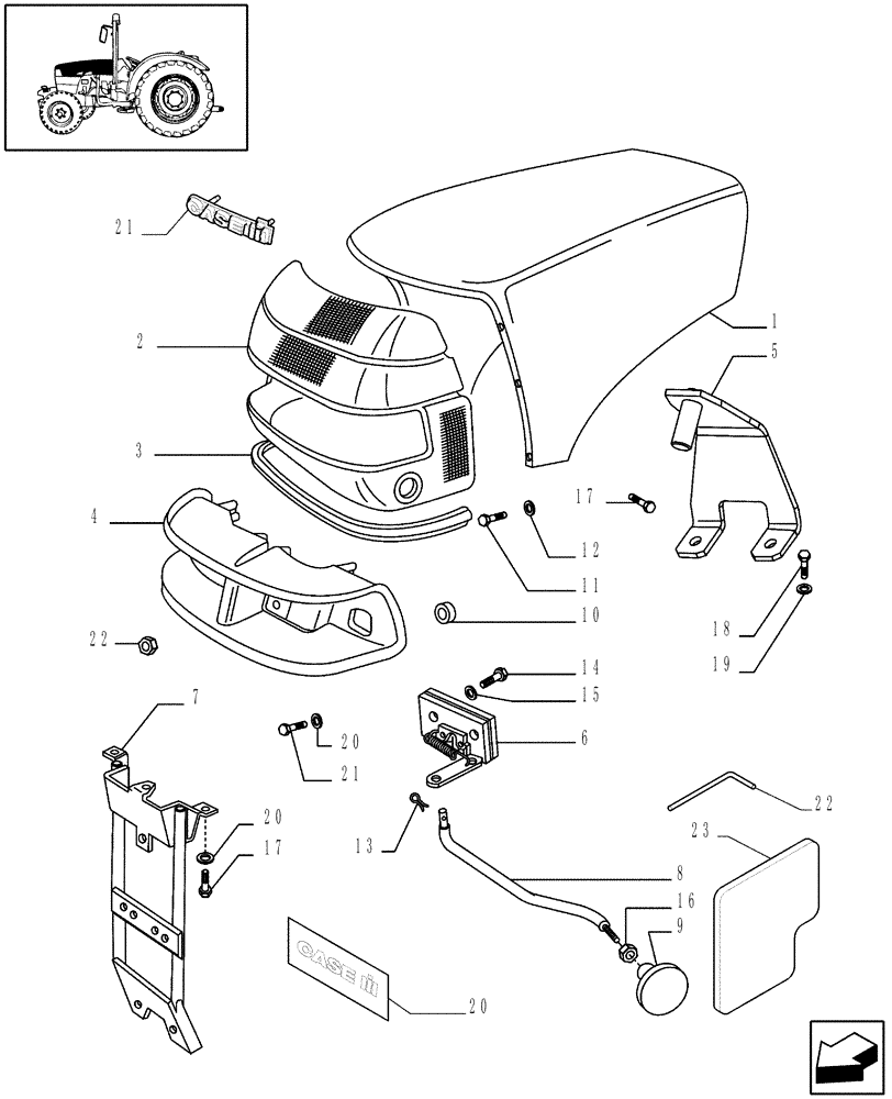 Схема запчастей Case IH JX95 - (1.83.0[02]) - HOODS (08) - SHEET METAL