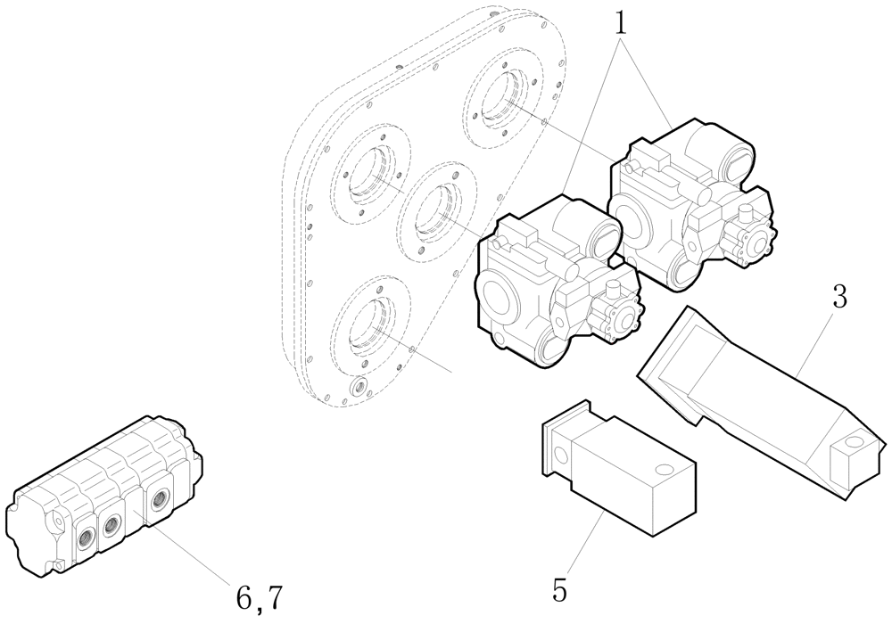 Схема запчастей Case IH A7700 - (B01.05[01]) - Hydraulic Pumps {Location} (07) - HYDRAULICS