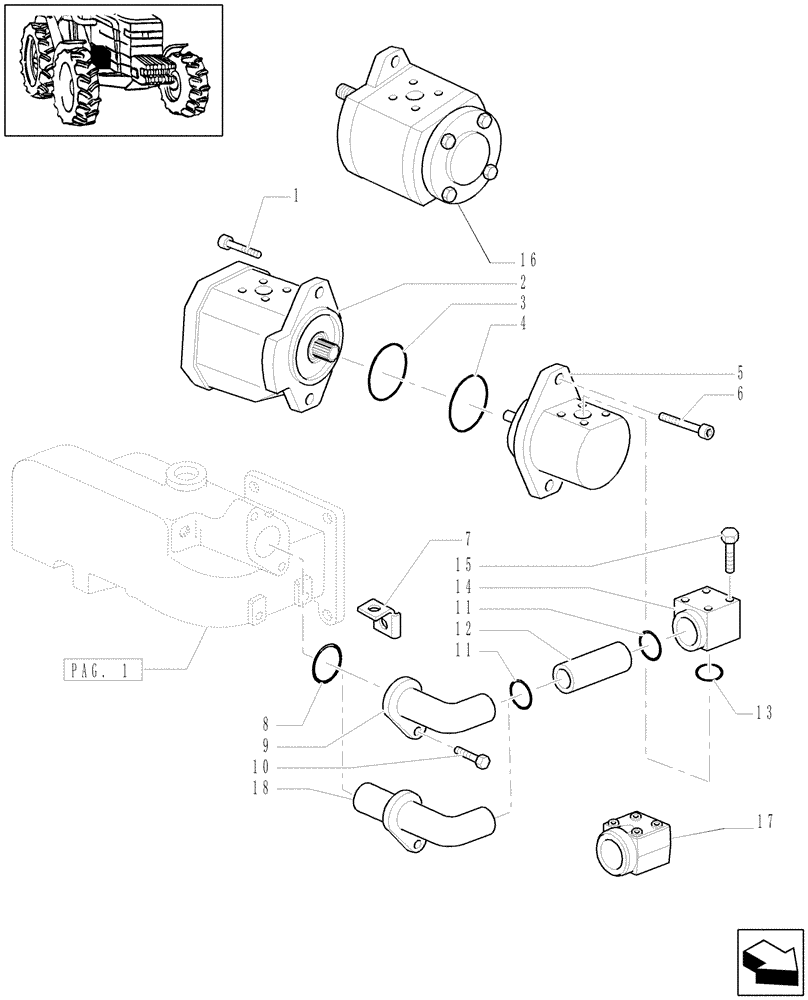 Схема запчастей Case IH MXU115 - (1.32.8[02]) - PUMPS FOR HYDRAULIC SYSTEM AND LIFT (03) - TRANSMISSION