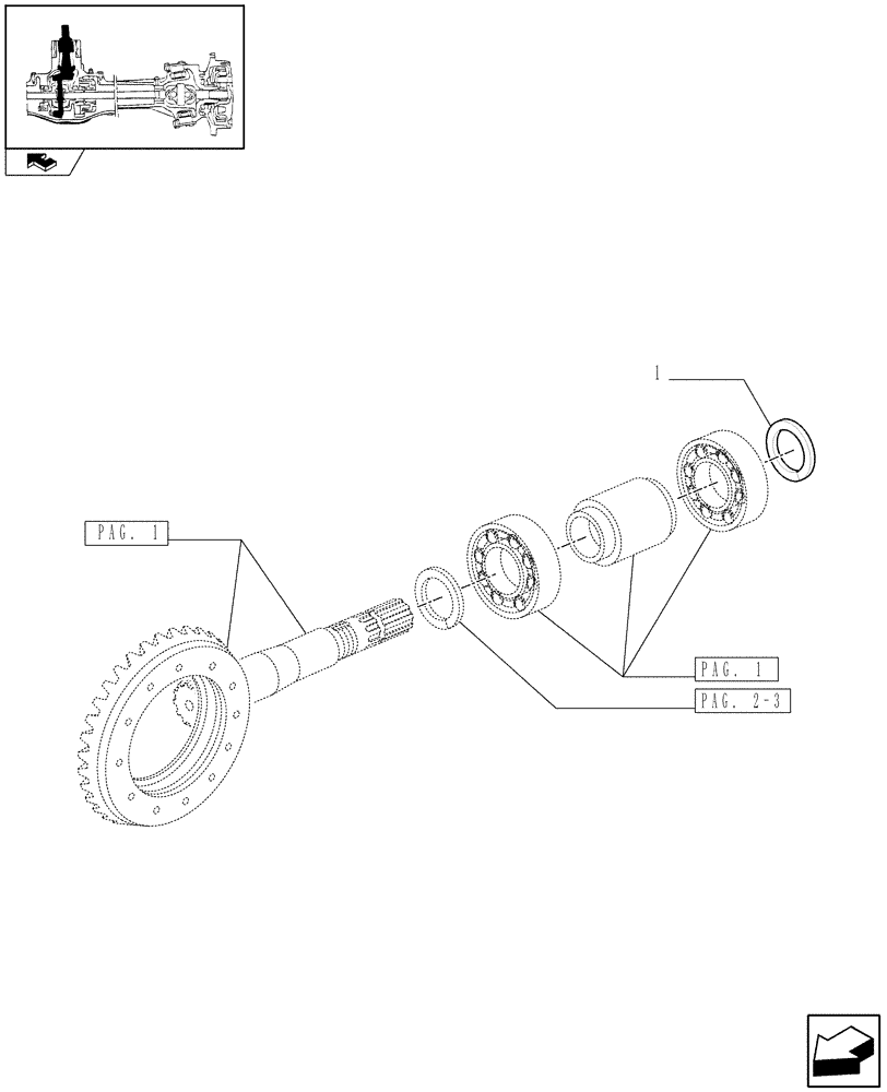 Схема запчастей Case IH FARMALL 90 - (1.40.0/06[04]) - 4WD FRONT AXLE - BEVEL GEAR/PINION SET (04) - FRONT AXLE & STEERING