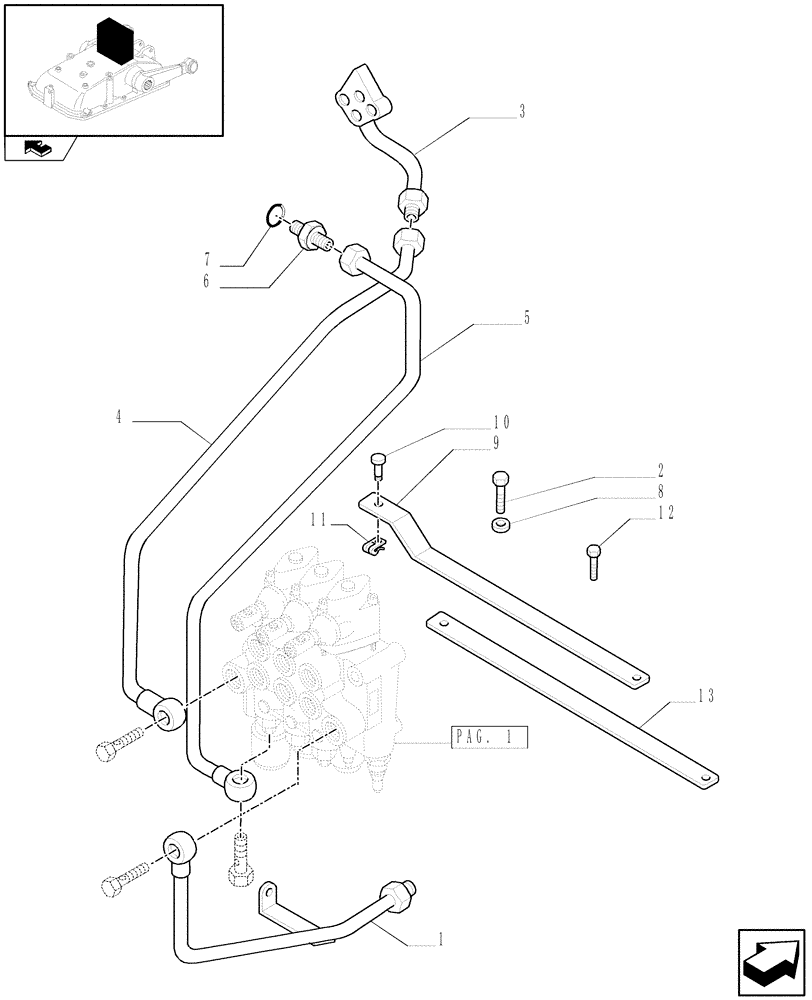 Схема запчастей Case IH FARMALL 90 - (1.82.7/02[02]) - 3 CONTROL VALVES - PIPES (VAR.335054-335103) (07) - HYDRAULIC SYSTEM