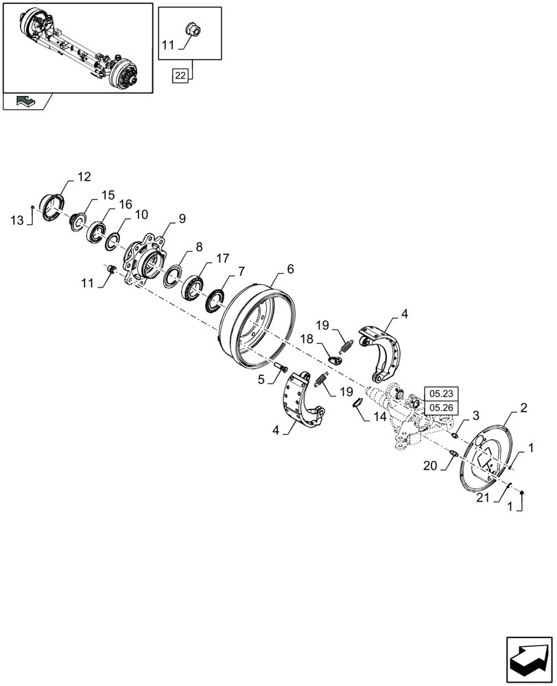 Схема запчастей Case IH LB433R - (05.24[01]) - LARGE STEERED TANDEM AXLE, REAR, END (05) - AXLE