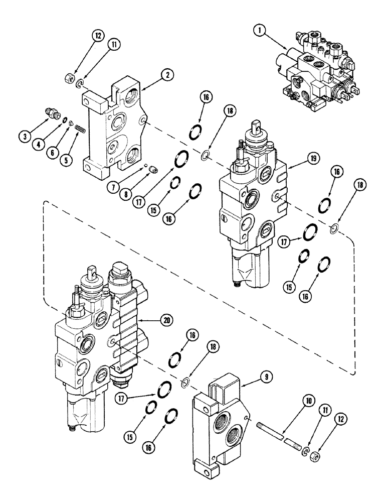 Схема запчастей Case IH 4694 - (8-342) - REMOTE HYDRAULIC VALVE ASSEMBLY, TWO CIRCUIT SYSTEM WITH LOAD CHECK (08) - HYDRAULICS