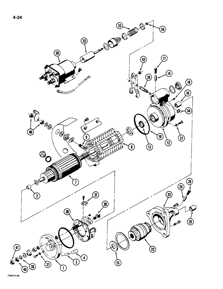 Схема запчастей Case IH 9190 - (4-24) - STARTER ASSEMBLY (04) - ELECTRICAL SYSTEMS