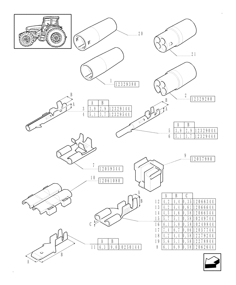 Схема запчастей Case IH JX80U - (1.77.0[04]) - CONNECTOR, CABLE TERMINAL (06) - ELECTRICAL SYSTEMS