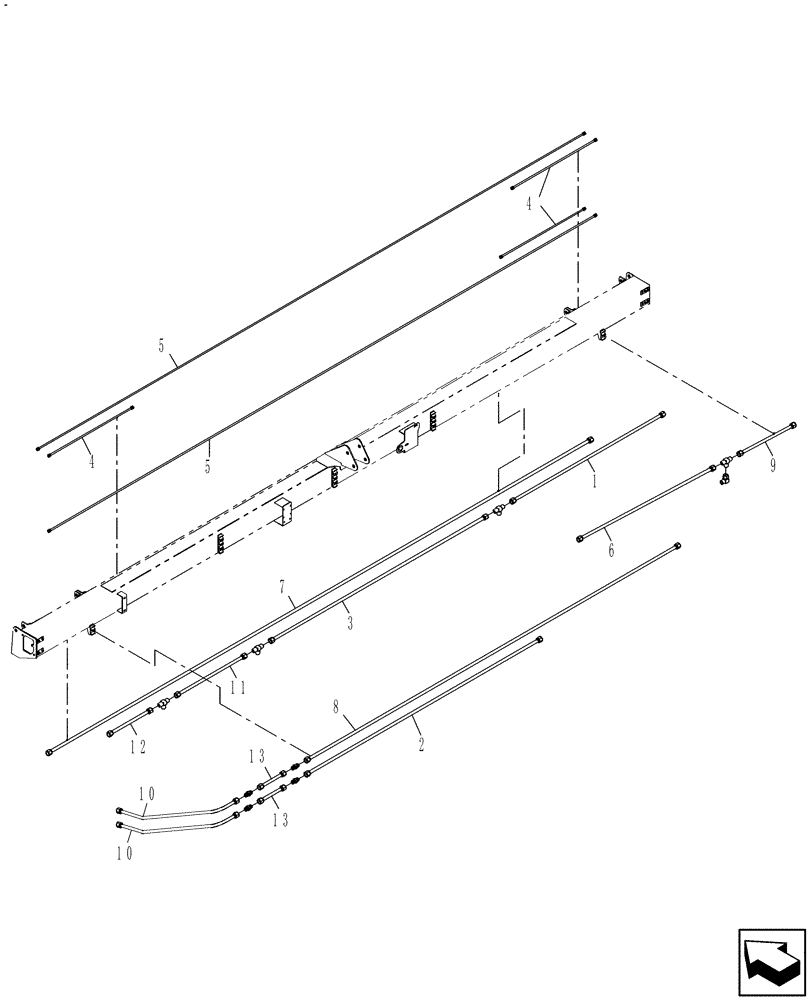 Схема запчастей Case IH DH182 - (20.07.07[02]) - STEEL LINES, SINGLE SWATH, 18FT, FROM PIN YAZB01204 (07) - HYDRAULICS