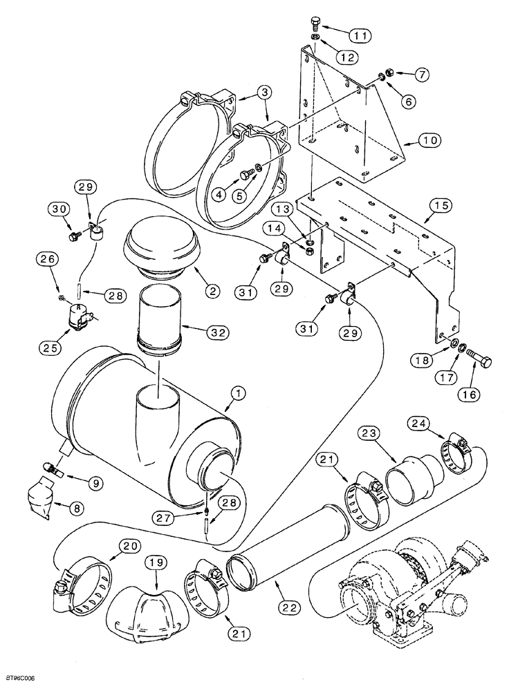 Схема запчастей Case IH 6831T - (02-008) - AIR INDUCTION SYSTEM 