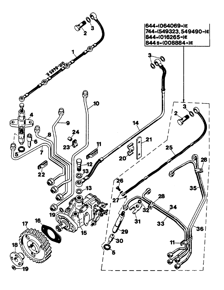 Схема запчастей Case IH 744 - (3B19) - INJECTION PUMP AND NOZZLE HOLDER Power