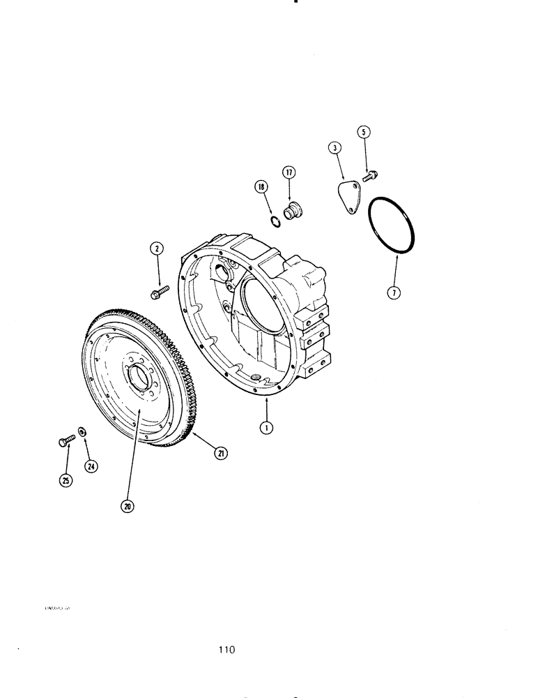 Схема запчастей Case IH 6590TA - (110) - FLYWHEEL AND HOUSING, 6-590, 6T-590 AND 6TA-590 ENGINE 