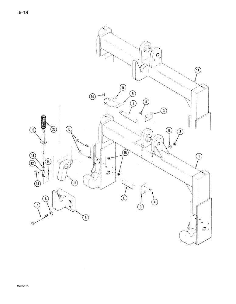 Схема запчастей Case IH 7130 - (9-018) - QUICK HITCH COUPLER, CATEGORY III, IF EQUIPPED, 1348143C3 HITCH COUPLER ATTACHMENT (09) - CHASSIS/ATTACHMENTS