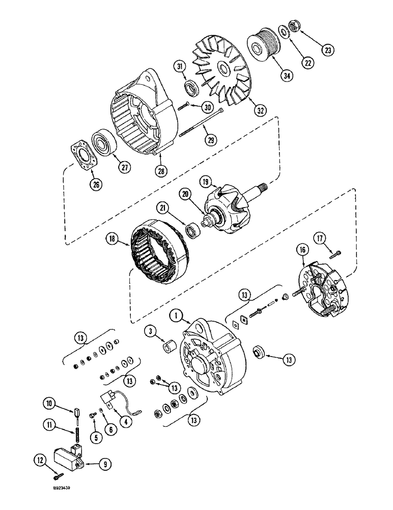 Схема запчастей Case IH 1644 - (4-48) - ALTERNATOR ASSEMBLY, 110 AMPERE (06) - ELECTRICAL