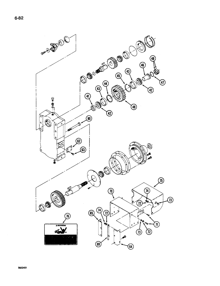 Схема запчастей Case IH 9250 - (6-082) - POWER TAKEOFF TRANSFER CASE (CONTD) (06) - POWER TRAIN