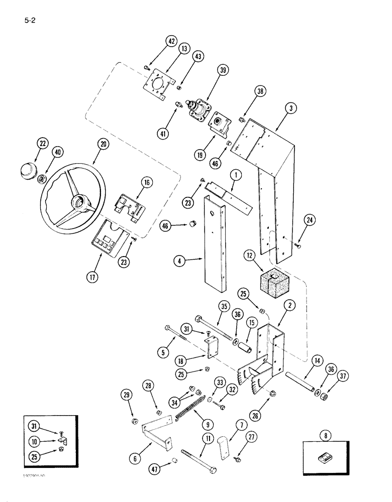 Схема запчастей Case IH 1640 - (5-02) - STEERING SUPPORT AND WHEEL (04) - STEERING