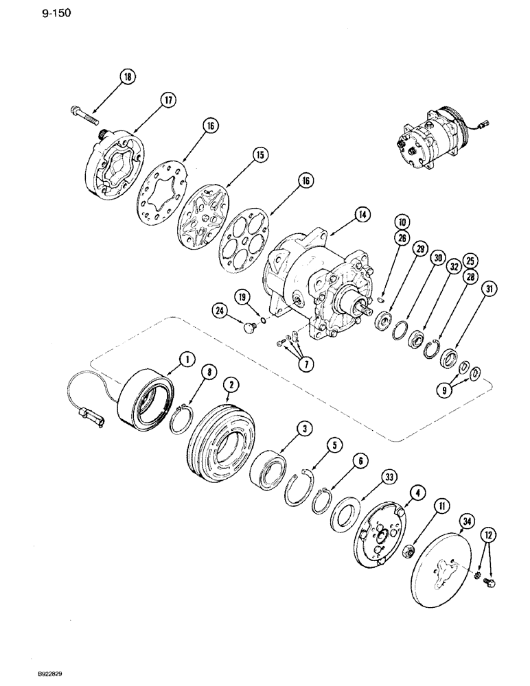 Схема запчастей Case IH 7120 - (9-150) - AIR CONDITIONING, COMPRESSOR ASSEMBLY (09) - CHASSIS/ATTACHMENTS