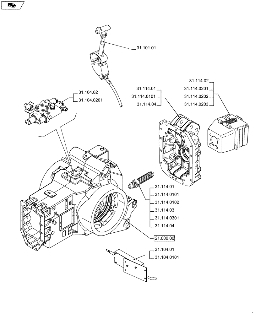 Схема запчастей Case IH PUMA 185 - (31.000.00) - PICTORIAL INDEX - IMPLEMENT POWER TAKE-OFF (31) - IMPLEMENT POWER TAKE OFF