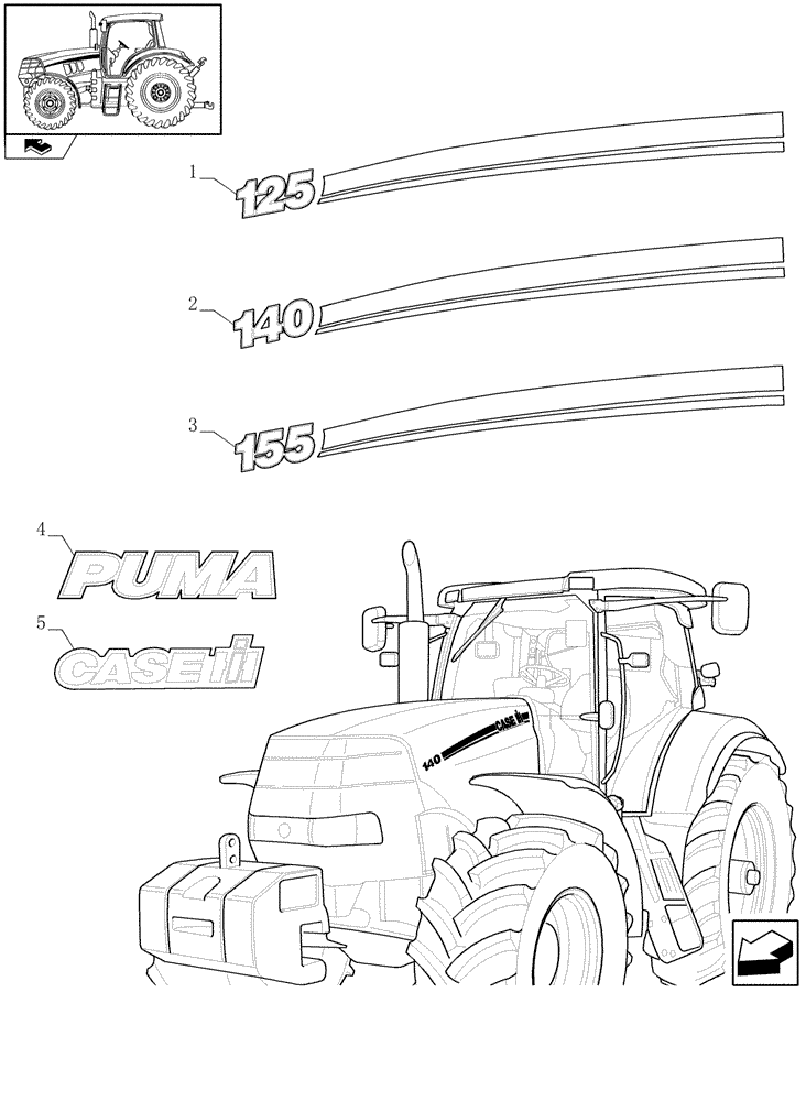 Схема запчастей Case IH PUMA 155 - (1.98.2) - MODEL IDENTIFICATION DECALS (13) - DECALS