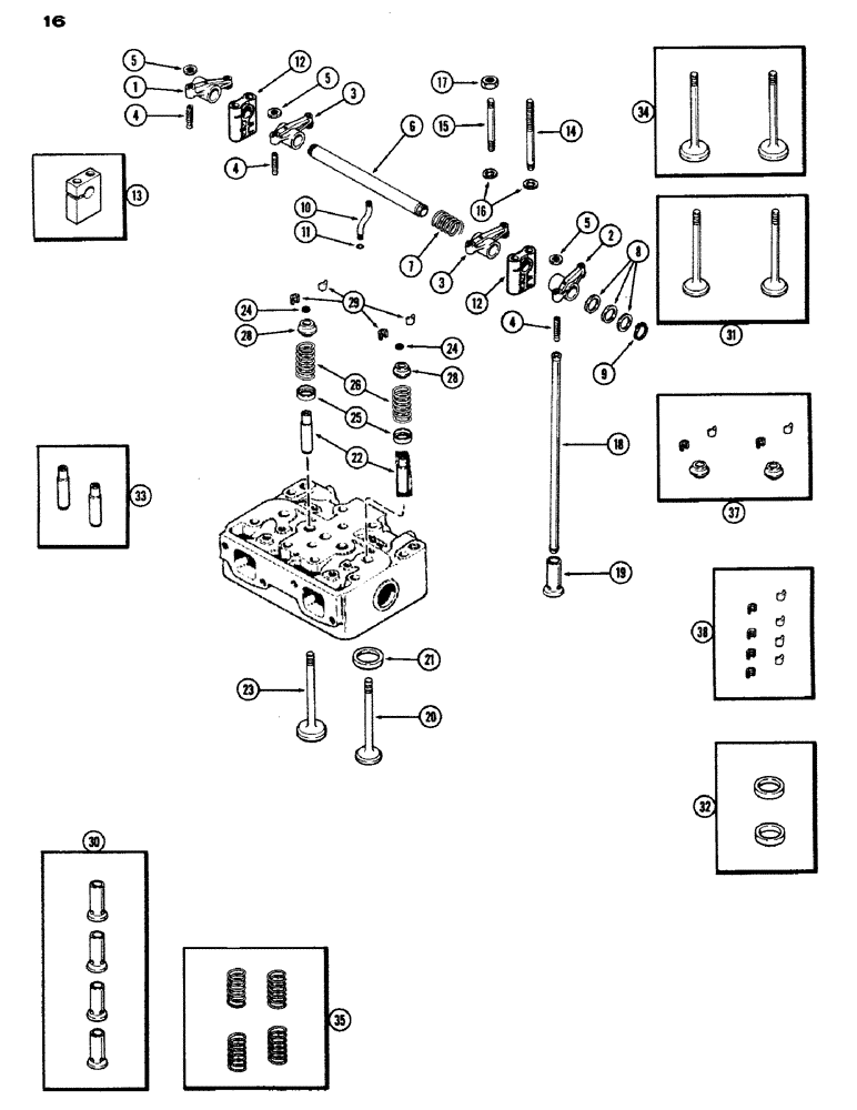 Схема запчастей Case IH 970 - (016) - VALVE MECHANISM, (401B) DIESEL ENGINE (02) - ENGINE