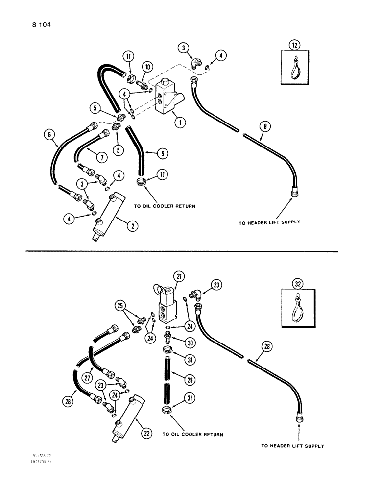 Схема запчастей Case IH 1640 - (8-104) - SEPARATOR CLUTCH SYSTEM, PRIOR TO P.I.N. JJC0097190, CONTROL CONCEPTS (07) - HYDRAULICS