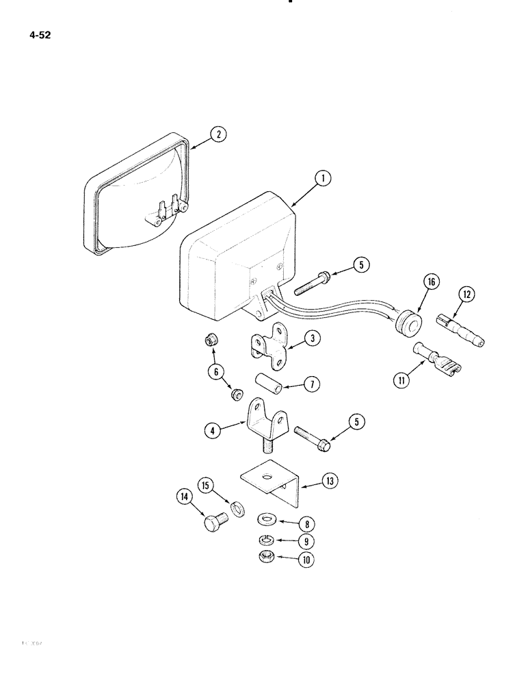 Схема запчастей Case IH 2096 - (4-052) - FLOOD LAMP ATTACHMENT, UPPER FRONT, UPPER REAR AND FENDER MOUNTED (04) - ELECTRICAL SYSTEMS
