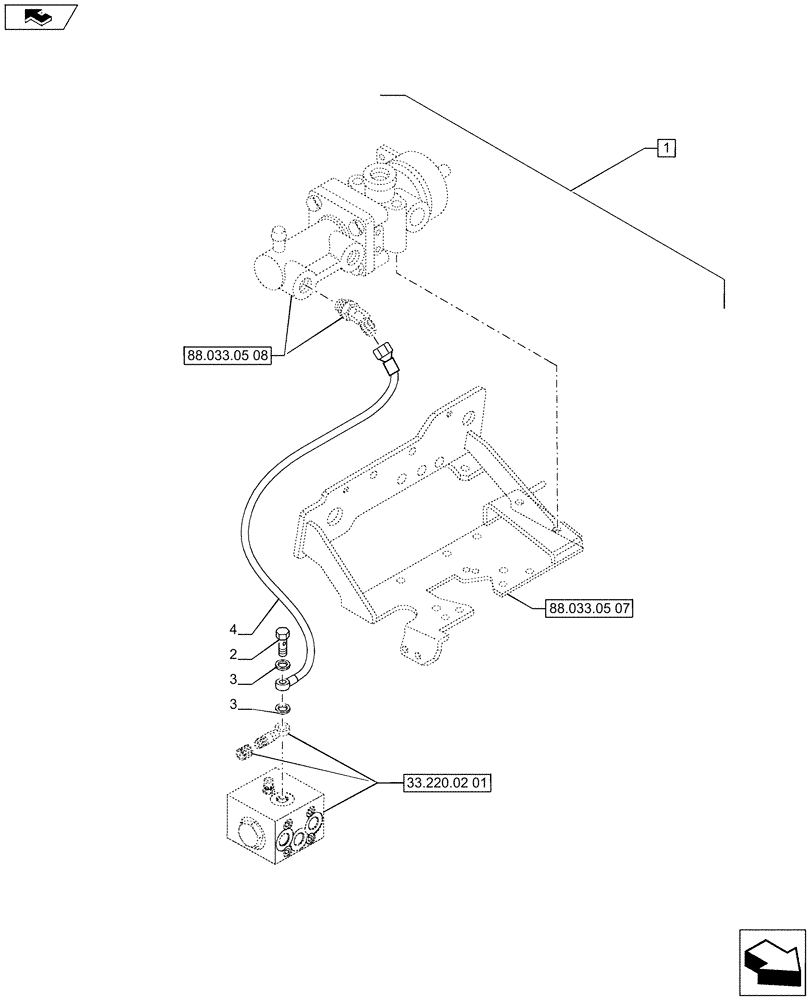 Схема запчастей Case IH PUMA 200 - (88.033.05[04]) - DIA KIT - PNEUMATIC TRAILER BRAKE (UK) - LOGIC VALVE DELIVERY PIPE (88) - ACCESSORIES