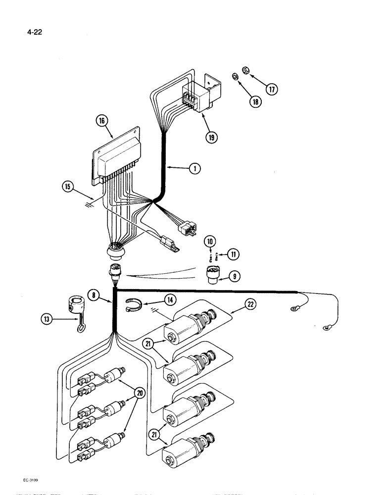 Схема запчастей Case IH 1896 - (4-22) - ELECTRIC SHIFT HARNESS (04) - ELECTRICAL SYSTEMS