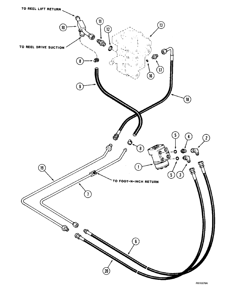 Схема запчастей Case IH 1680 - (5-04) - POWER STEERING SYSTEM, SUPPLY AND RETURN (04) - STEERING