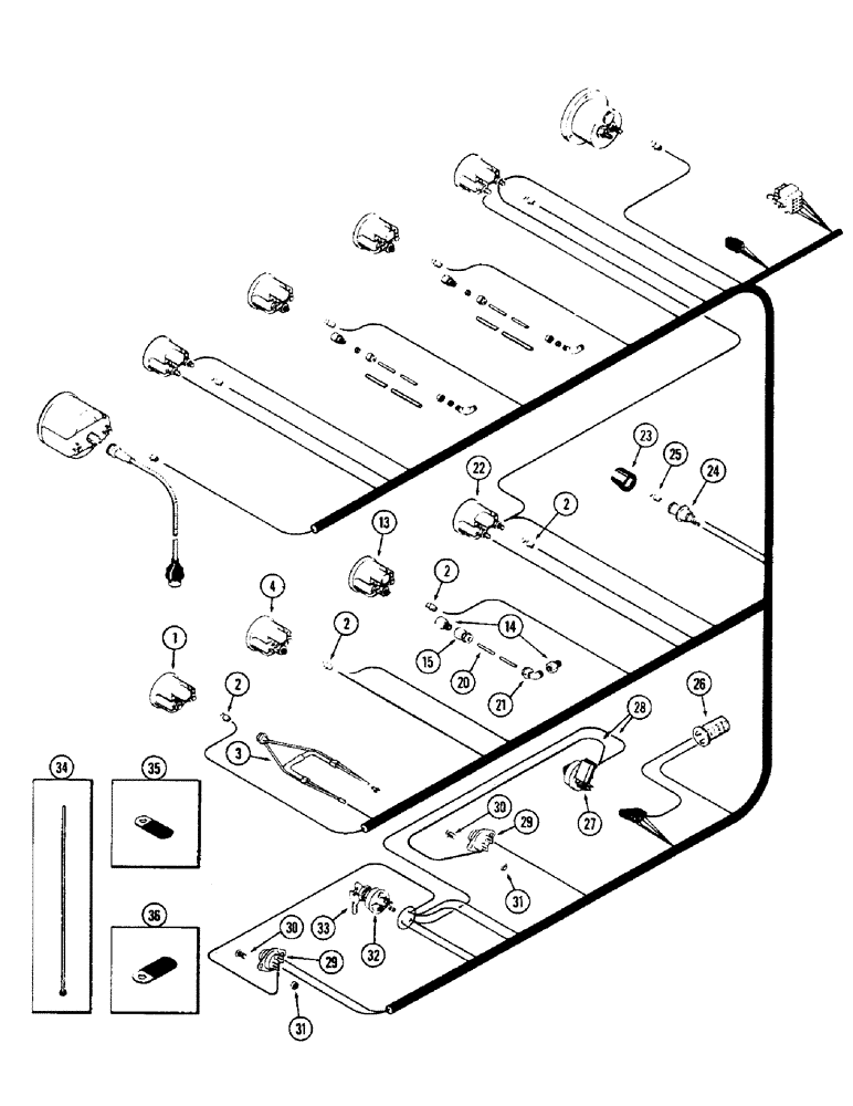 Схема запчастей Case IH 2470 - (055A) - INSTRUMENTS & WIRING, 504BDT DIESEL ENGINE, LOWER INSTRUMENTS, FIRST USED TRACTOR SERIAL NO. 8713314 (04) - ELECTRICAL SYSTEMS