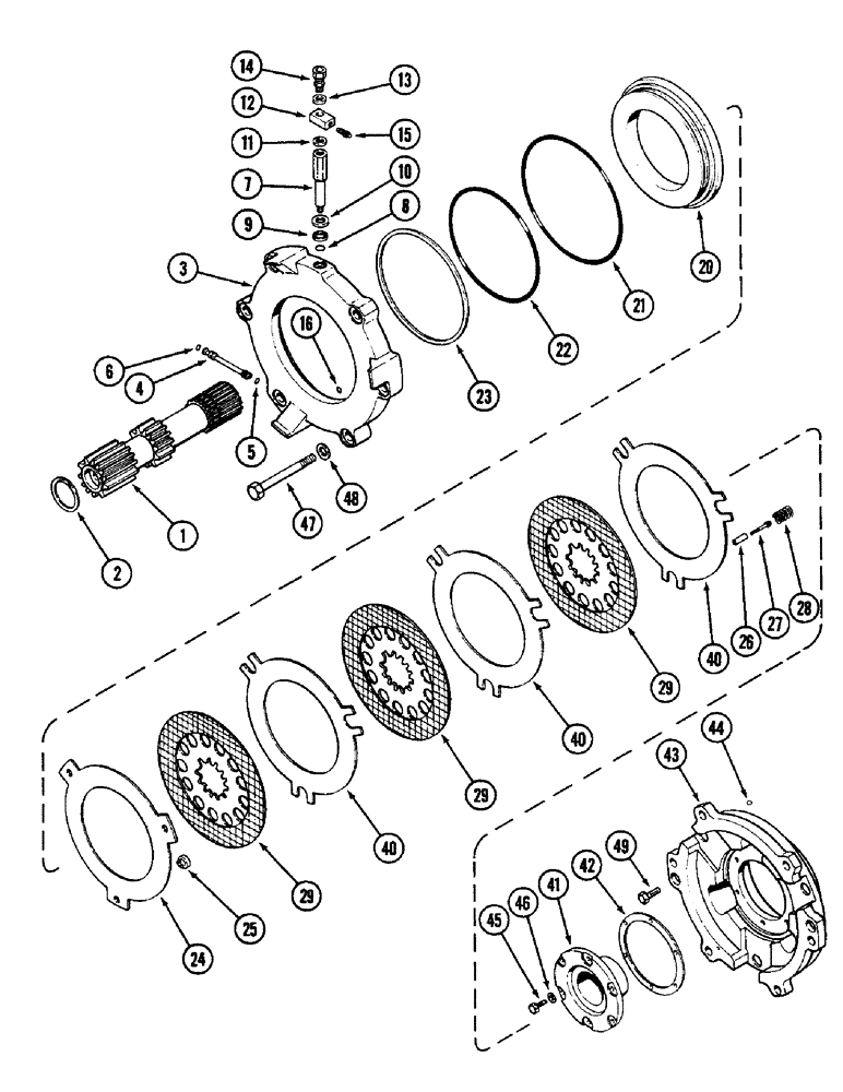 Схема запчастей Case IH 2096 - (6-192) - DIFFERENTIAL ASSEMBLY, SHAFT AND BRAKE, PRIOR TO TRANSMISSION SERIAL NUMBER 16264559 (06) - POWER TRAIN