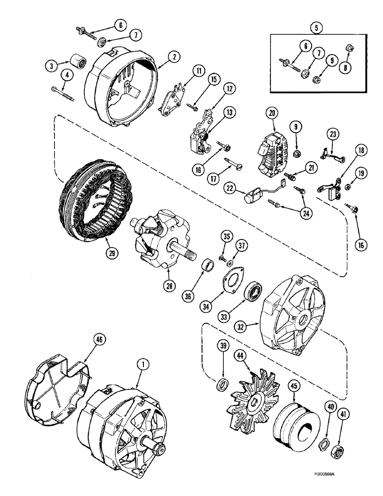 Схема запчастей Case IH 1680 - (4-64) - ALTERNATOR, 105 AMPERE DELCO-REMY (06) - ELECTRICAL