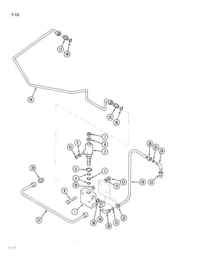 Схема запчастей Case IH 1896 - (7-10) - DIFFERENTIAL LOCK VALVE AND TUBES (07) - BRAKES