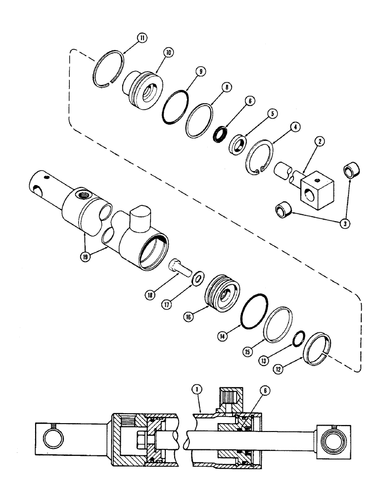 Схема запчастей Case IH 2470 - (170) - G100068 FRONT STEERING CYLINDER,WITH ONE PIECE INNER GLAND SEAL, 2-1/2 INCH DIAMETER X 8 INCH STROKE (05) - STEERING