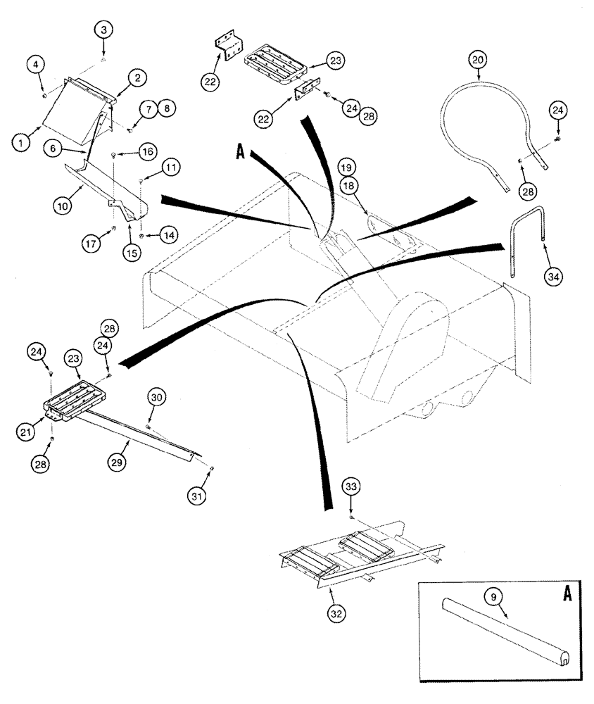 Схема запчастей Case IH 2366 - (09E-05) - GRAIN TANK - STEPS AND SAMPLE TROUGH (17) - GRAIN TANK & UNLOADER