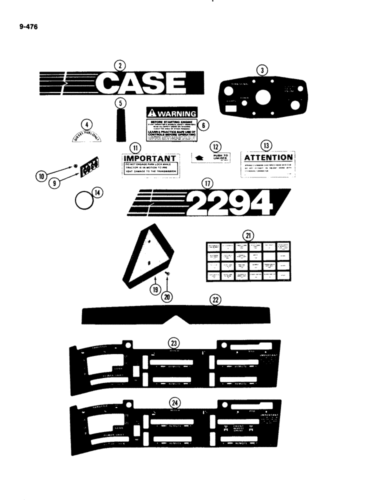 Схема запчастей Case IH 2294 - (9-476) - TRACTOR DECALS, CASE (09) - CHASSIS/ATTACHMENTS