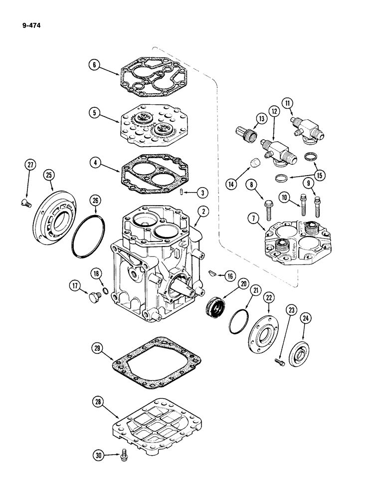 Схема запчастей Case IH 2094 - (9-474) - AIR CONDITIONING, AIR COMPRESSOR (09) - CHASSIS/ATTACHMENTS