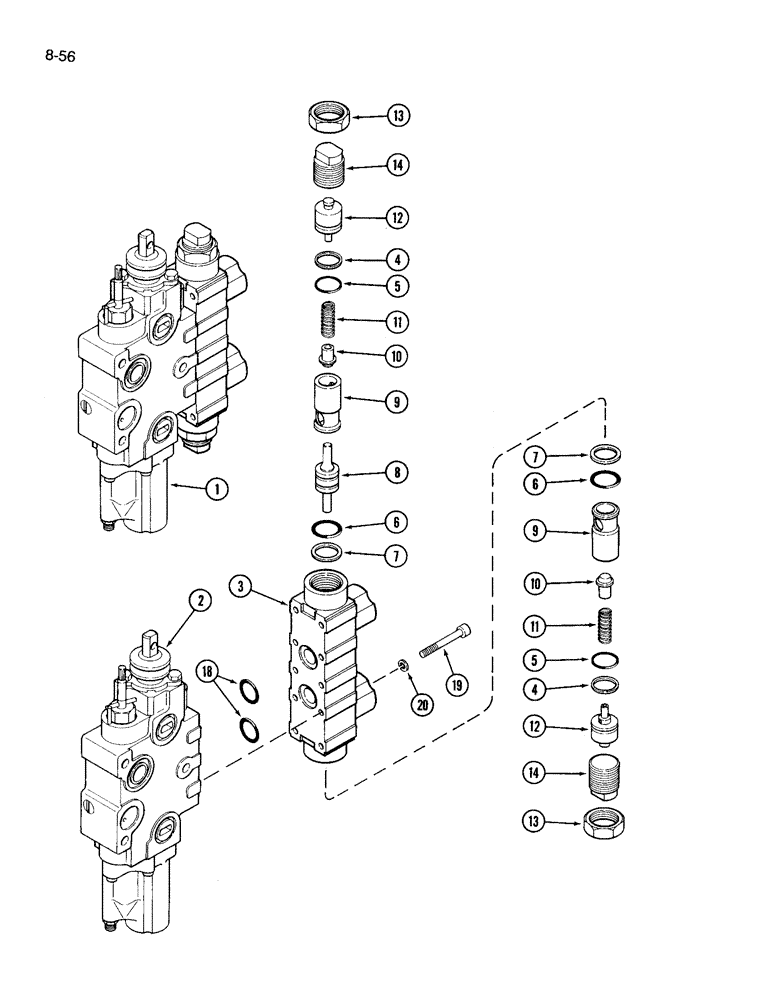 Схема запчастей Case IH 3394 - (8-56) - REMOTE VALVE ASSEMBLY, ADD ON THIRD CIRCUIT WITH LOAD CHECK (08) - HYDRAULICS