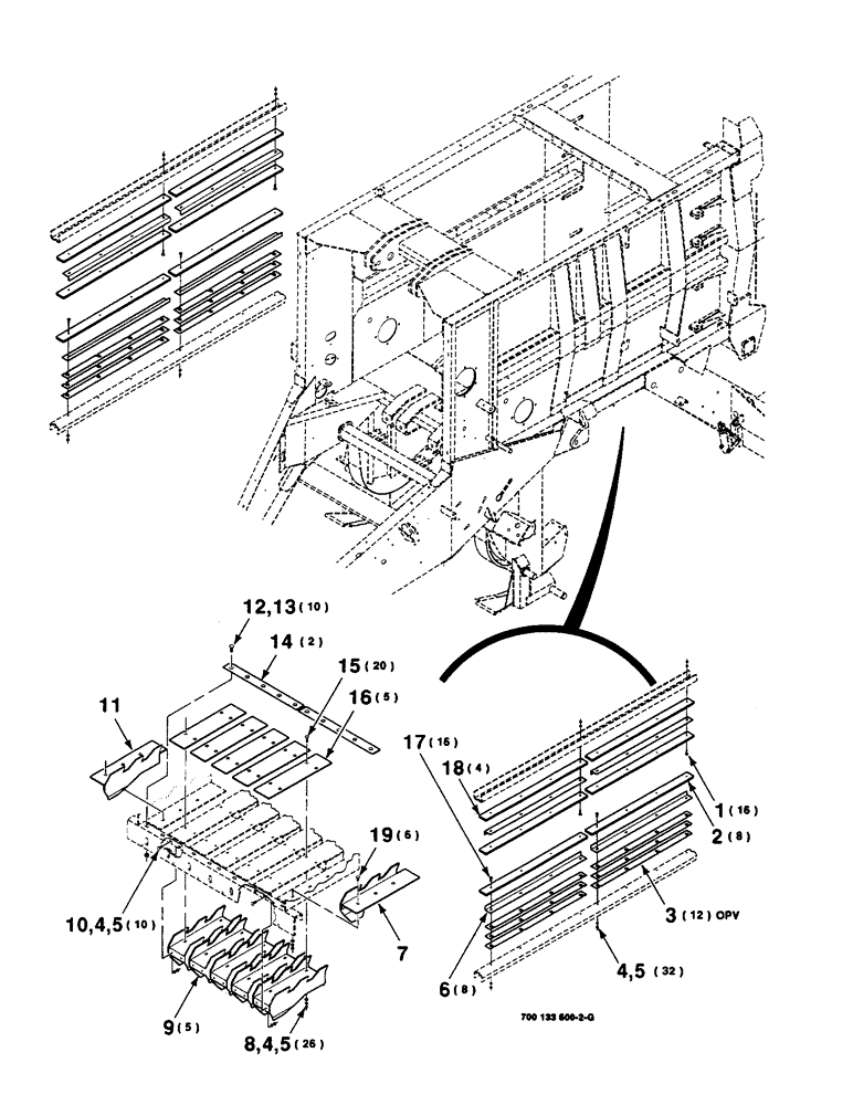 Схема запчастей Case IH 8590 - (7-02) - PLUNGER RAILS, KNIVES AND HAY DOGS ASSEMBLY (12) - MAIN FRAME