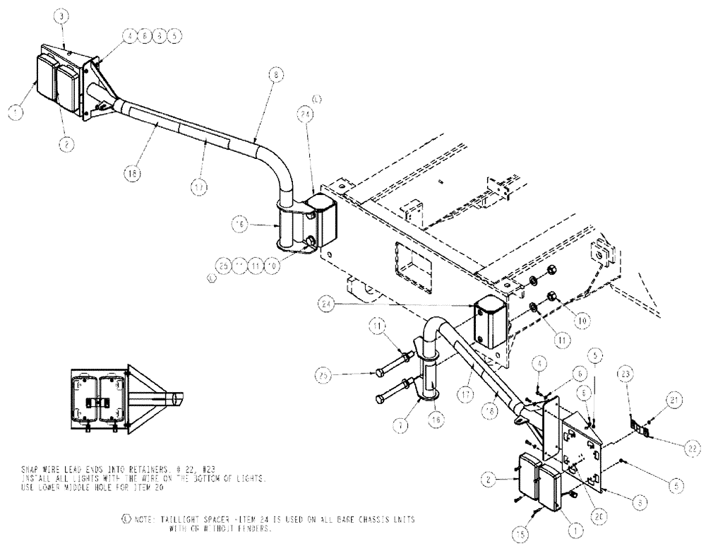 Схема запчастей Case IH TITAN 4520 - (04-016) - TAIL LIGHT ASSEMBLY Frame & Suspension