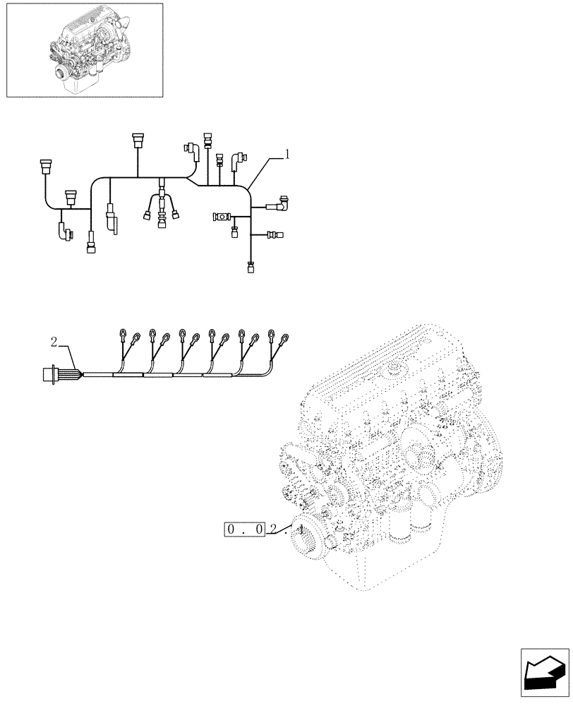 Схема запчастей Case IH F3BE0684A B002 - (0.17.3[01]) - CONNECTIONS CABLE FOR ENGINE INJECTION (504071914) 