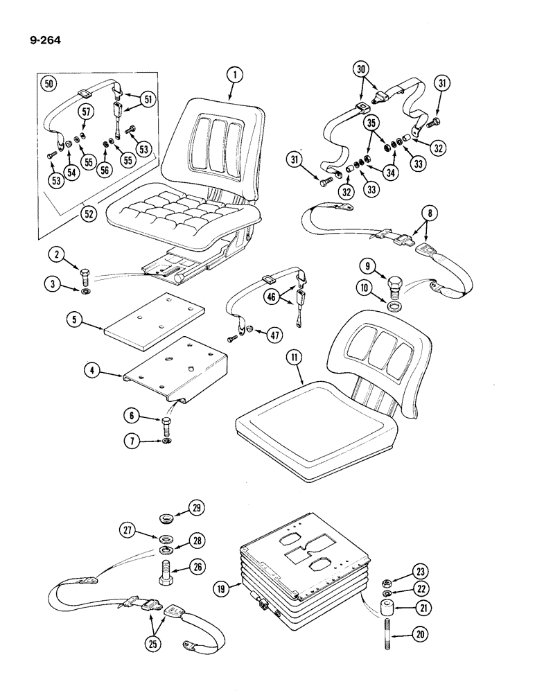 Схема запчастей Case IH 1194 - (9-264) - SEAT ASSEMBLIES (09) - CHASSIS/ATTACHMENTS