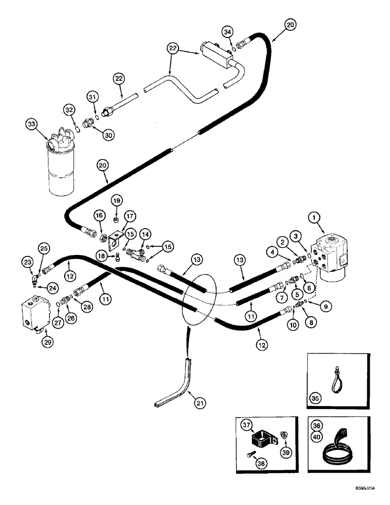 Схема запчастей Case IH 2166 - (5-04) - STEERING SYSTEM, SUPPLY AND RETURN (04) - STEERING